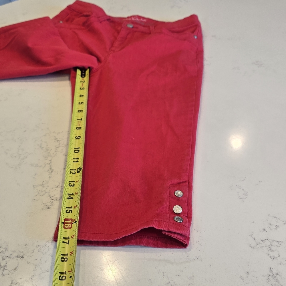 Gloria Vanderbilt Red Skimmer crop Stretch Capris Ankle Pants Womens 6 - Picture 9 of 14